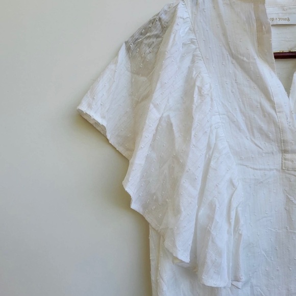 NWT Anthropologie Bishop + Young Ecru Ruffle Sleeve Top - Picture 2 of 6